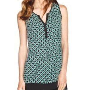 White House Black Market Geometric Patterned Sleeveless Tunic Top